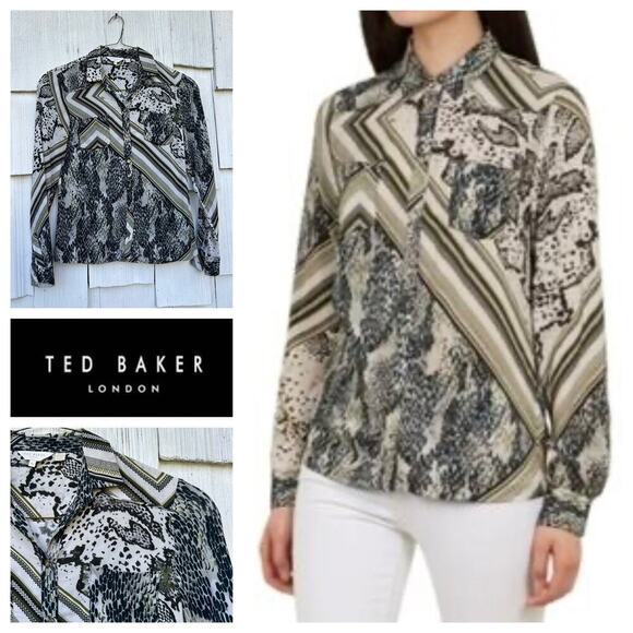 Ted Baker Mai Quartz Blouse‎ Button-Down Long Sleeves Collared Neck Size 0 - Picture 2 of 11